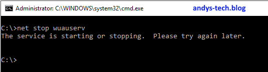 windows update service stuck stopping